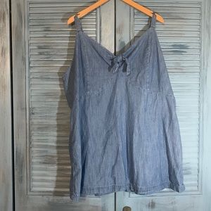Denim Front-Tie Tank